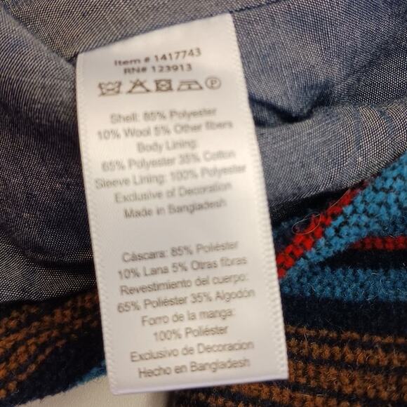 JACHS SZ M Men's Wool Blend Shirt Jacket-Navy Southwest Aztec Western Rare Color - Picture 7 of 9